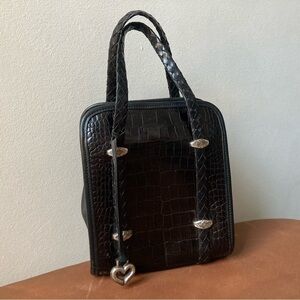 Brighton | Vintage Crocodile Alligator Leather Mini Doible Handle Tote Bag